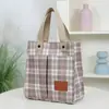 Bolsa de Lona Estilo Coreano, Bolsa de Almuerzo Cuadros Retro Japonés, Bolso de Mano Tote para Mamá, Bolso Cruzado Casual de Trabajo para Mujer