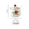 Pote de Óleo de Banha Doméstico Resistente a Altas Temperaturas Pote de Porcelana para Óleo com Colher Pote de Óleo de Pimenta Pote de Sal de Cozinha Frasco de Condimento Caixa de Condimentos