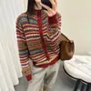 Chaqueta cárdigan suéter vintage Fair Isle para mujer, nuevo estilo otoño e invierno 2026, cuello semi-alto, se puede usar como capa exterior o como capa interior, top de punto