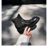 Versión de Piel de Vaca~2026 Botas plisadas de Piel de Caballo Lavada con Tacones Gruesos y Suelas Gruesas, Botas de Tubo Elástico, Botines Chelsea para Mujer, Otoño e Invierno