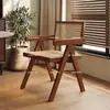 Cadeira K de Madeira Maciça com Trançado de Rattan Cadeira de Jantar Estilo Retrô Francês Café B&B Estilo Vintage Cadeira de Lazer com Trançado de Rattan Cadeira K