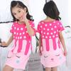 Camisola Infantil Pijama de Menina Verão Manga Curta Bebê Fino Estilo Coreano Desenho Animado Menina Pequena Tamanho Médio Crianças Grandes Vestido de Casa Saia