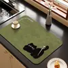 Tapete Drenante Criativo Retro para Cozinha, Tapete Anti-Escaldante e Isolante Térmico para Tigelas e Hashis de Mesa, Tapete Absorvente de Água de Terra de Diatomáceas para Balcão de Bar e Máquina de Café