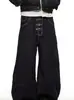 Jeans Negros Anchos Sueltos Estilo Retro Americano Transfronterizos para Hombre, Nuevos de Tiro Alto Estilo Perezoso Caídos Largos hasta el Suelo Modernos
