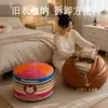 Puf de Almacenamiento de Cuero Estilo Bohemio, Taburete de Almacenamiento Vintage, Relleno para Ropa Vieja, Bolsa de Almacenamiento Cubierta para Sofá de Sala de Estar y Dormitorio
