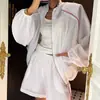 Conjunto esportivo feminino de alta qualidade estilo francês com shorts de Dongdaemun, Coreia