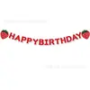Bandeiras de Feltro de Morango Transfronteiriças Decoração de Frutas Suprimentos para Festa Decoração de Festa de Morango Guirlanda Decoração de Banner de Morango