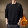 Sudadera de manga larga estilo americano de alta gama para hombre, corte holgado con diseño de paneles de color contrastante, nueva camiseta casual de cuello redondo para otoño