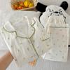 Estilo Ins Floral Fresco Coreano Tela Arrugada para Mujer Conjunto de Dos Piezas Delgado de Manga Larga y Pantalón Largo Venta al por Mayor Fotos Reales