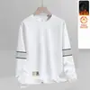 Camiseta de Manga Larga para Hombre Otoño e Invierno Ins Marca de Moda Holgada de Terciopelo Casual Camiseta Base Sudadera con Cuello Redondo Estampada para Jóvenes Estudiantes