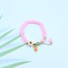 Pulsera de transferencia de flor de melocotón para niñas, cuentas redondas de cristal rosa flor de melocotón, exquisita pulsera de jade hetian de imitación, regalo de cumpleaños.