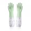 Guantes para Lavar Platos de Cocina, Guantes Extensos Duraderos para Lavar Platos, Guantes Impermeables de Limpieza Plus Terciopelo para Lavandería y Tareas del Hogar