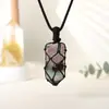 Colgante Prismático Hexagonal de Cuarzo Rosa Blanco Natural para Hombres Mujeres Parejas Colgante de Collar de Piedra Cruda Adorno Joyería Regalo Venta al por Mayor