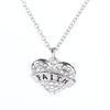 Collar de corazón de diamante completo con letras simples MOM SISTER MIMI NANA miembro de la familia de joyería europea y americana
