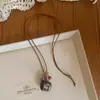 Colar de Corda Trançada com Pérolas para Mulheres, Corrente para Clavícula Estilo Chinês Novo Retrô com Pedra Olho de Tigre, Acessório Longo para Pendurar no Pescoço com Manchas