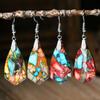 Nuevos pendientes de Amazon, pendientes de piedra emperador geométrica de color bohemio, pendientes vintage de temperamento, joyería europea y americana.
