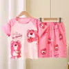 Novos Pijamas Infantis 2025 Primavera e Verão Conjunto de Manga Curta Estilo Fino Infantil Meninas Verão Estiloso Pijama para Crianças Maiores