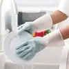 Luvas de limpeza doméstica, luvas de lavar louça, luvas de lavar cozinha, luvas de limpeza doméstica femininas impermeáveis de cor degradê curta.