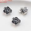 Anillo de plata esterlina S925 con flor pequeña, estrella de mar, dragón, flor pequeña que corre, accesorios vintage envejecidos DIY hechos a mano con material de cuentas, joyería