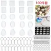 Colgante de 20 piezas Gota de agua Redondo Cuadrado Ovalado Espejo Molde de pegamento con juego de llavero Llavero DIY