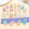 Día de Pascua Huevo Sorpresa Lindo Conejo Colgante de Aleación Pulsera DIY Llavero Accesorios para Pendientes