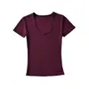 Camiseta de Color Sólido de Manga Corta con Cuello en U Estilo Puro Deseo Tencel Verano 2026 Nuevo Versátil Ajustado Simple Top Básico