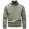 Sudadera de Manga Larga con Cuello Alto y Media Cremallera para Hombre, Otoño e Invierno, Nueva, Cuello Alto, Transfronteriza, Moderna, Versátil, Parte Superior de Forro Polar para Hombre