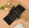 Cinturón de encaje transparente de cintura transfronterizo europeo y americano para mujer, cinturón ancho decorativo versátil para vestidos, cinturón elástico extensible