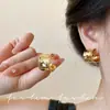 Pendientes de Aro Gruesos Plateados Brillantes Estilo Minimalista de Alta Gama Ins Otoño Invierno Pendientes de Botón Declaración Pendientes de Moda para Viajar Accesorios