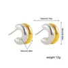 Aretes de Aro Curvos en Forma de C con Cuentas Redondas Bicolor de Oro de 18 Quilates Moda Minimalista Aretes de Temperamento de Nicho Transfronterizos Europeos y Americanos