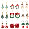Conjunto de brincos com sino de árvore de Natal, alce e floco de neve, estilo europeu e americano. Brincos fofos para festas de Natal.