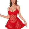 Suministro Transfronterizo Comercio Exterior Europeo y Americano Nuevo Conjunto Sexy de Lencería para Mujer con Encaje Rojo Vestido de Noche Pijamas