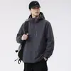 Nueva chaqueta de otoño e invierno para hombre de talla grande, abrigo con capucha de estilo simple para el trabajo, top cortavientos holgado extragrande