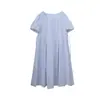 Vestido de Verano para Mujer Talla Grande con Mangas Abullonadas y Escote Cuadrado, Diseño Único para Figuras Ligeramente Curvilíneas, Adelgazante y Ceñido a la Cintura, Elegante Vestido Largo Estilo Coreano por Encima de la Rodilla