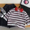 Camiseta de Manga Longa para Meninos 2026 Nova Camisa Polo Infantil Outono Roupa Infantil Listrada Estilosa Top para Menino Tendência Dropshipping a