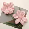 Estilo Coreano Gentil Elegante Bordado à Mão Seda Brilhante Gaze Flor de Cinco Pétalas DIY Presilha Lateral Elástico de Cabelo Adorno de Cabeça Broche Acessórios de Flor