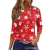 Patrón temático navideño impresión 3D transfronterizo nuevo suéter casual para mujer cuello redondo manga larga camiseta directamente del fabricante