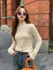 Top Térmico Gris para Mujer, Ropa Interior Otoño/Invierno, Se Puede Usar Como Prenda Exterior, Nuevo Estilo Suéter de Punto con Cuello Semi-Alto