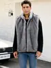 F0976 Chaqueta de Piel Sintética Transfronteriza Europea y Americana para Hombre Chaleco con Cuello Alto Chaleco de Piel Artificial Chaleco