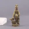 Latón puro estilo antiguo sirena dragón chica bodhisattva retro objeto sólido viejo decorativo escritorio mascota de té adorno artesanal