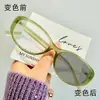 Gafas de Prescripción que Cambian de Color para Mujer, Monturas Tortuga Modernas Estilo Americano Ojo de Gato, Gafas Bloqueadoras de Luz Azul para Hombre para Uso en Interiores y Exteriores