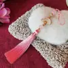 Yi Xiangfei leque branco Bola de Diamante borla 10cm borla estilo antigo hanfu cheongsam acessórios para vestido feminino acessórios de vestuário placket de pressão