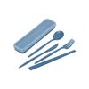 Juego de paja de trigo con cubierta transparente, vajilla portátil, cuchillo, tenedor, cuchara, palillos, juego de cuatro piezas, regalo para estudiantes y trabajadores de oficina, venta al por mayor