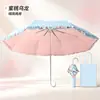 Sombrilla Plegable Pequeña con Gancho Dorado de 8 Varillas, 70% de Descuento, Apertura Manual para Mujer, Protección UV, Doble Uso para Sol y Lluvia, En Stock