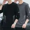 Camiseta casual versátil de manga comprida para outono para homens, gola redonda, cor sólida da moda, confortável, respirável e com caimento solto