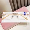 Nuevas gafas de lectura anti luz azul moda ribete rosa brillante estrellas brillantes sin montura para mujer ribete espejo plano espejo viejo