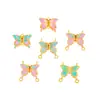 Pu Zuojiu no se decolora oro accesorios DIY colgante de mariposa colorido de doble cara colgante binaural collar cadena de suéter mujer