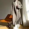 Nuevo Cardigan de Abrigo de Doble Cara para Mujer, Largo Medio, Aspecto Adelgazante, Cordones, Solapa Engrosada