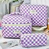 Bolsa de Mano Acolchada Estilo Coreano de Gran Capacidad para Cosméticos Set de Tres Piezas Bolsa de Almacenamiento Portátil