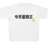 Camiseta de Seda de Leite Dia da Semana de Hoje Estilo Americano Manga Curta Branca Unissex Corte Solto Verão Nova Camiseta de Manga Curta